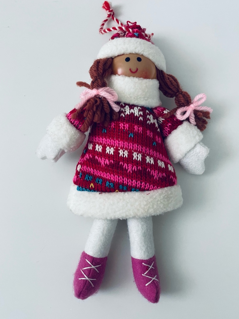 Holiday Plush Doll in Pink Sweater